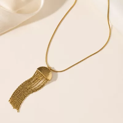 JIYARA Golden Cascade Tassel Pendant Necklace