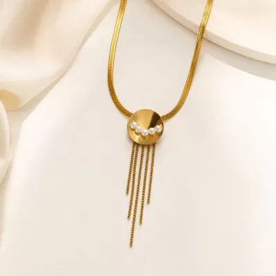 JIYARA Pearl Cascade Tassel Necklace